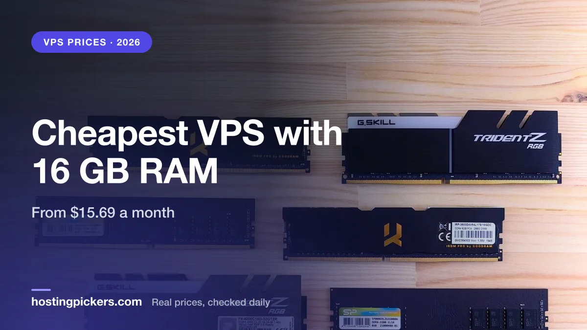Cheapest VPS with 16 GB RAM (2026): from $15.69 a month